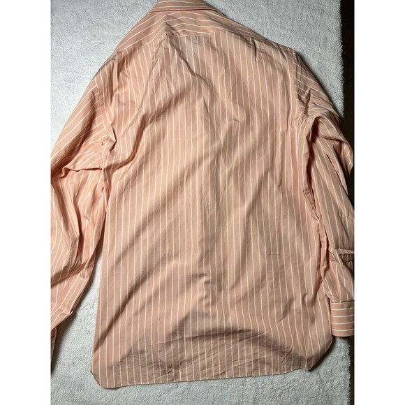 Ralph Lauren Purple Label Peach &  White Striped Button Up Shirt Sz 16 1/2 *READ - Picture 6 of 9